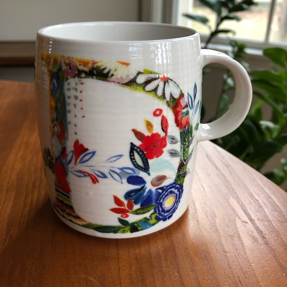 Starla Halfman "D" Initial Monogram Floral Mug
